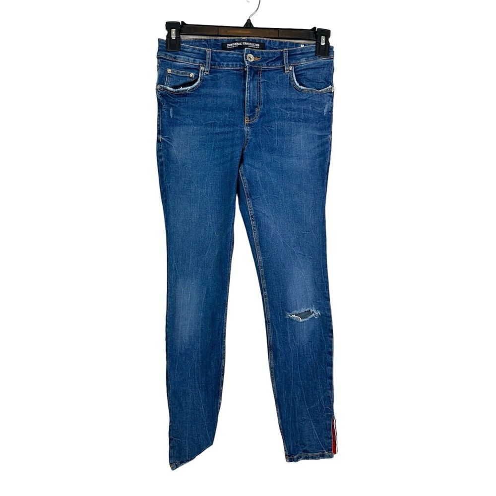 Zara Jeans Women's 8 Trafaluc Denim Collection Skinny Stretch Distressed Blue‎